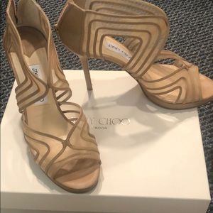 Jimmy choo nude color mesh heels